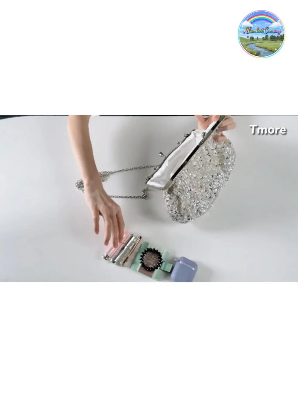 Beaded Sequin Floral Evening Purse Large Clutch Bag